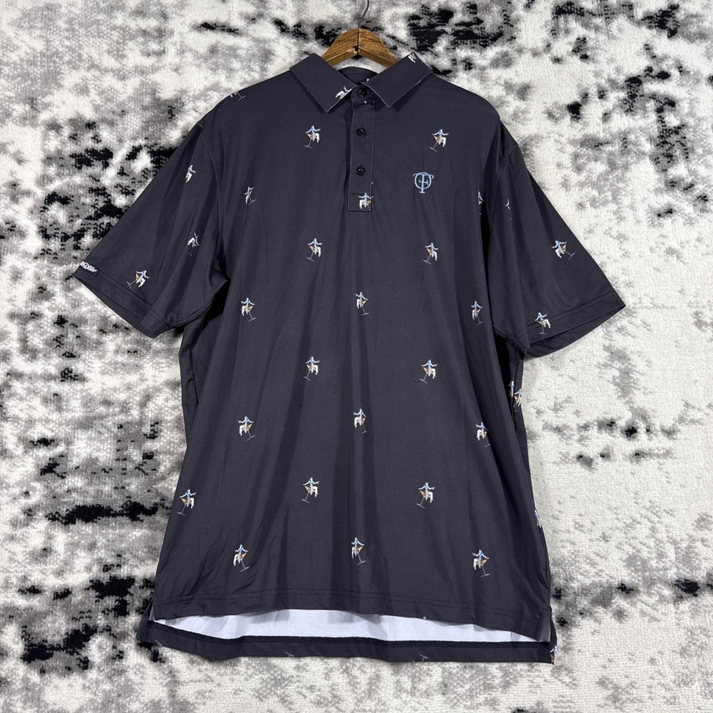 Straight Down Polo Shirt Mens Size Large Performance Margarita Girl Pattern Golf